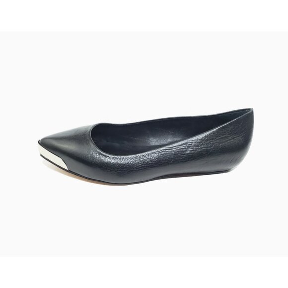 Loeffler Randall Black Pointed Toe Flats Leather Cap Toe Womens Size 6.5B - Picture 1 of 10